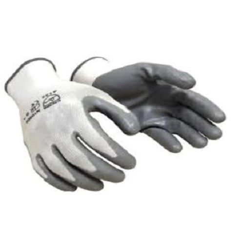 Grey And White Lightweight Durable Full Finger Nitrile Coated Cut Resistant Hand Gloves