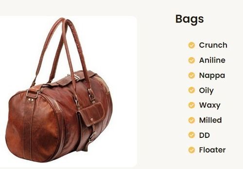 Machine Made Leather Zipper Duffle Bag For Travel Use