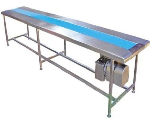 Silver Mild Steel Flat Packaging Belt Conveyor Machine