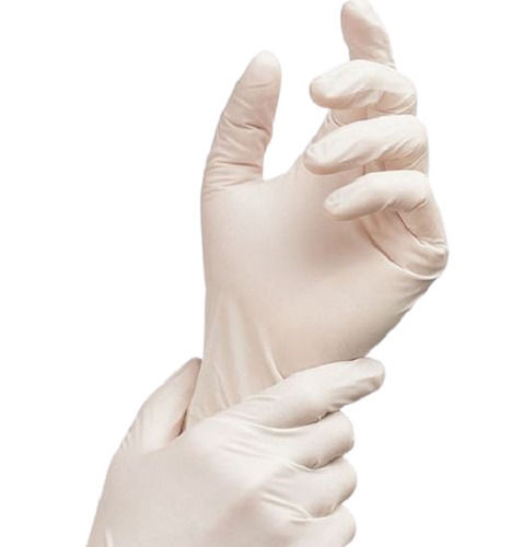 Cream Plain Full Finger Latex Surgical Hand Gloves For Hospital, Laboratories