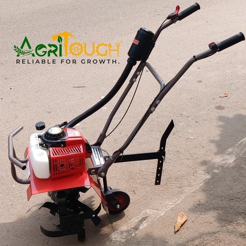 Agritough Mini Tiller - 63cc 2-Stroke Petrol Engine, Ideal for Grass Cutting with 1 Set Rotary Blades, Compact and Efficient