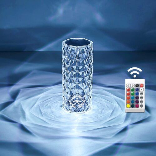 Crystal Lamp, Touch Remote Control Modern Nightstand Lamp, 16 Colors Changing Crystal Lamp