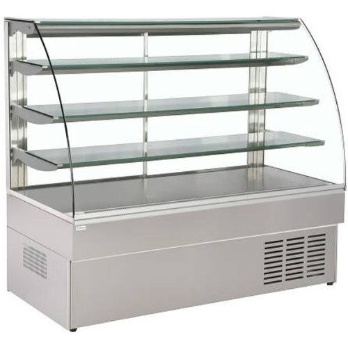 Floor Standing Polished Finish Stainless Steel And Transparent Glass Hot Display Counter