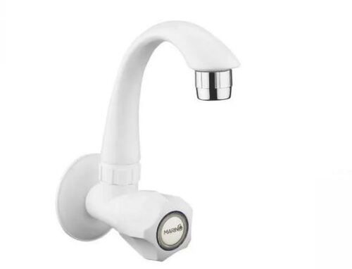 White Plastic Round Swan Neck Water Tap For Kitchen 