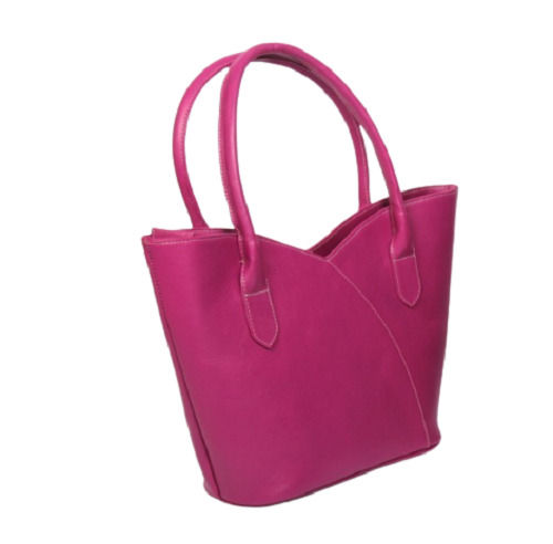 Pink Premium Quality Rectangle Loop Handle Plain Leather Handbags