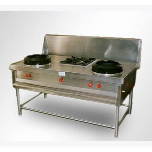 Stainless Steel Commercial Kitchen Three Burner Chinese Range