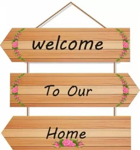 18x4 Inches Handmade Printed Wooden Wall Hanging For Outdoor