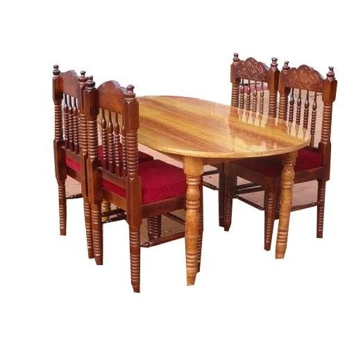 Machine Made Durable Polish Finished Wooden Four Seater Dining Table Set