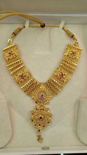 Indian Traditional Handmade Pure Yellow Gold Necklaces For Wedding, Festival