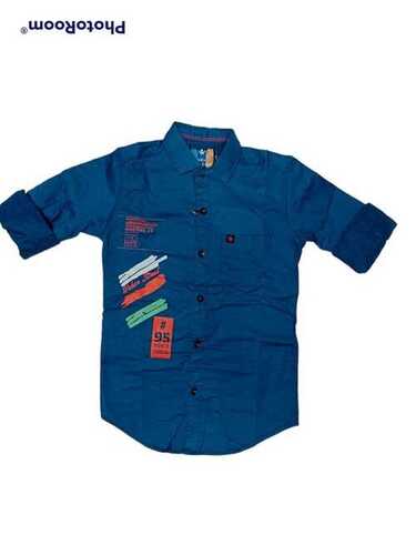 Kids Plain Cotton Full Sleeves Shirt For Casual Wear