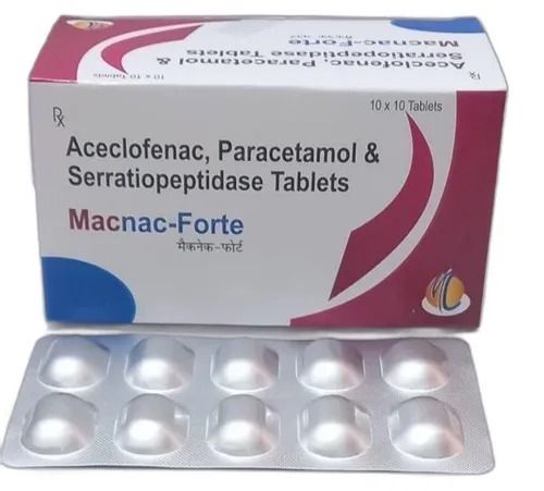Organic Anti-Bacterial Aceclofenac Paracetamol Serratiopeptidase Tablets (10x10)