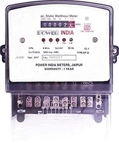 Rectangular Electric Wall Mounted Three Phase Electronic Meter For Commercial Use  Accuracy: 2%  %