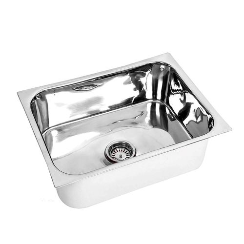 Rectangular Glossy Finish Deck Mounted Single Piece Stainless Steel Kitchen Sink