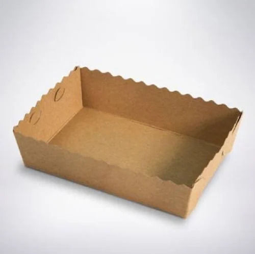 Brown 10X5X3 Inches Rectangular Plain Pulp Molding Disposable Food Grade Paper Tray 