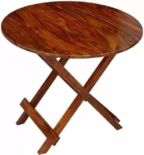 Machine Made 75X75X70 Centimeter Round Foldable Polish Finished Wooden Table