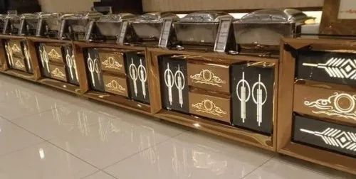 Golden Sheet Catering Counter For Restaurant, Party, Hotel