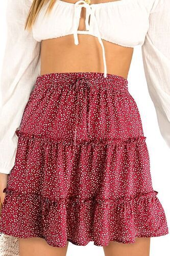 Ladies Dotted Cotton Short Skirt For Daily And Casual Wear