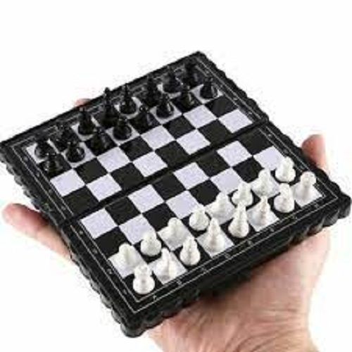 Black & White Pocket Size Mini Magnetic Travel Chess Board For Kids And Adults