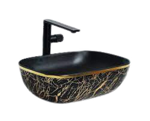 Black Easy To Clean And Stain Resistant Tabletop Ceramic Bathroom Sink