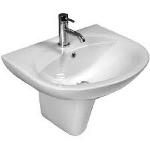 Glossy Finish Wall Mounted Modern Design White Ceramic Wash Basin Size: 155 Mm