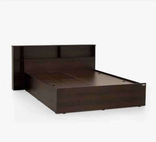 Modern Design Brown Polished Wooden Double Bed Without Mattress
