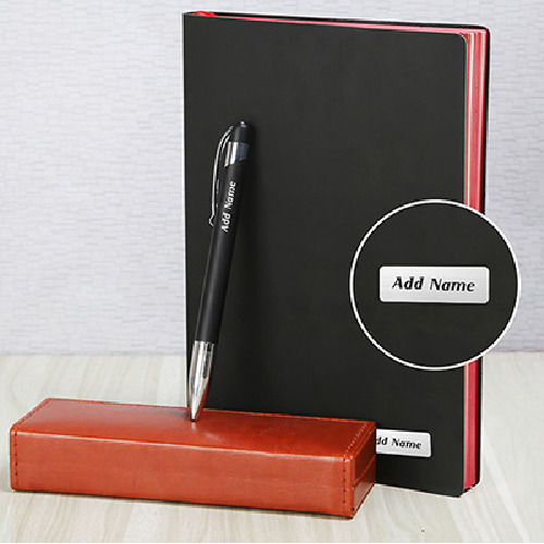 Personalized Pc Pen And Executive Diary Combo With Name On Pen And Non-Dated Elegant Diary