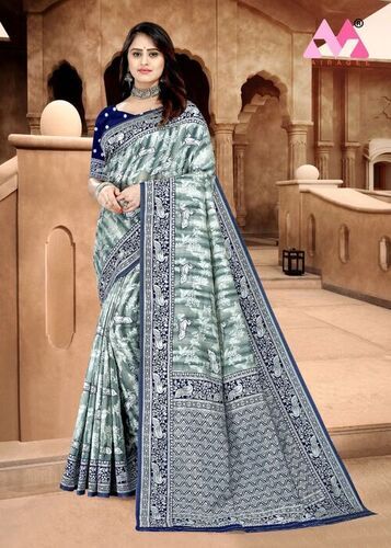 Women Styles Spun Cotton and Rapier Jacquard Weaving Sarees