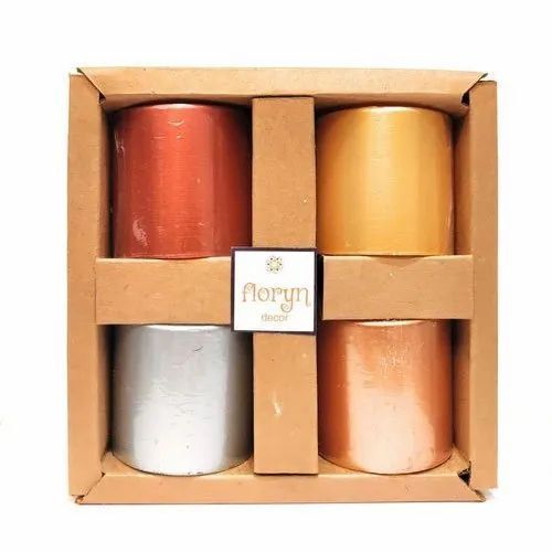 2.5 X 2.5 Inch Metallic Pillar Paraffin Wax Candles Gift Set