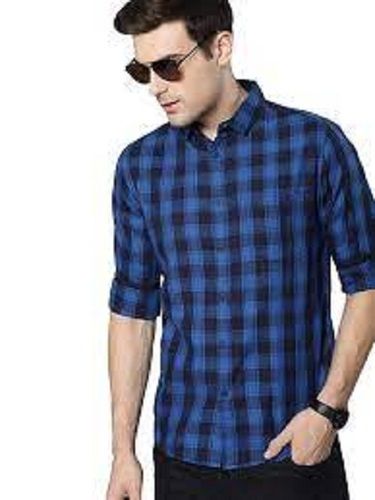 Full Sleeves Check Pattern Pure Cotton Material Men'S Shirts Chest Size: 42