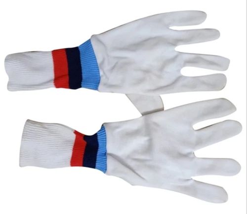 White Printed Design Full Fingered Cotton Washable Breathable Ncc Hand Gloves