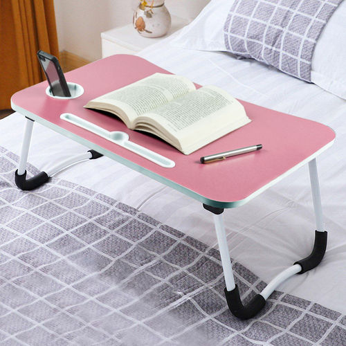 Machine Made Vplanet Foldable Wooden Laptop Table Without Handle (Pink) - Set Of 6 Pcs