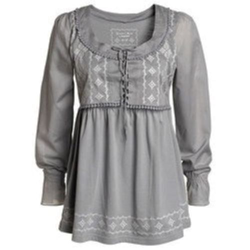 Grey Casual Wear Chiffon Full Sleeves Round Neck Plain Ladies Fancy Top