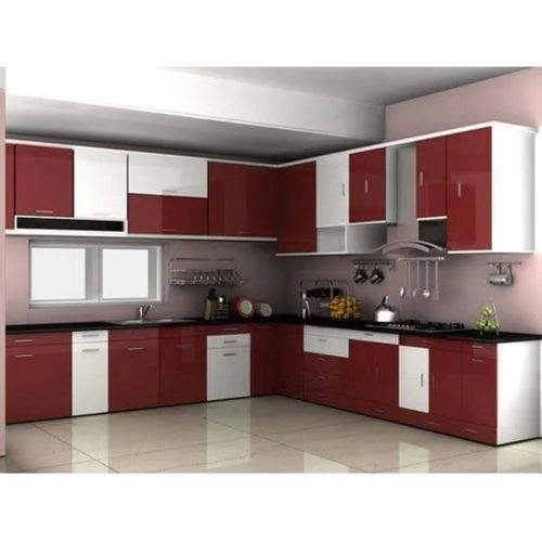 Easy To Clean Pvc Membrane Solid Wood Modular Kitchen Furniture  No Assembly Required