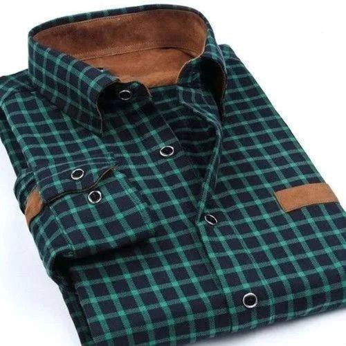 Plain Dyed Woven Pattern Button Closure Cotton Full Sleeve Shirts For Mens