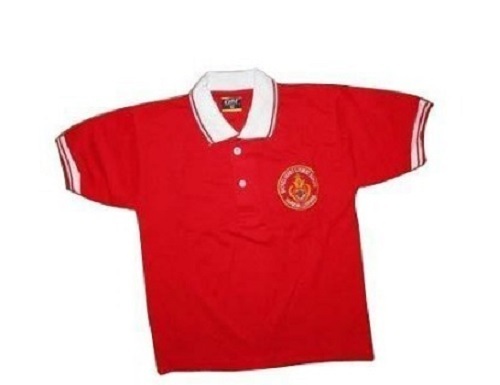 शॉर्ट स्लीव्स और स्प्रेड कॉलर प्लेन कॉटन स्कूल टी शर्ट लड़कों के लिए आयु वर्ग: 18 वर्ष से कम