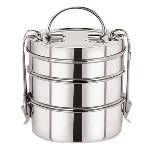 700 Ml Capacity 3 Layer Stainless Steel Lunch Box With Handle And Lock