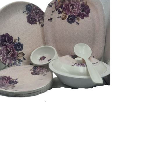 Glossy Surface Finish Ceramic Printed Dinner Set