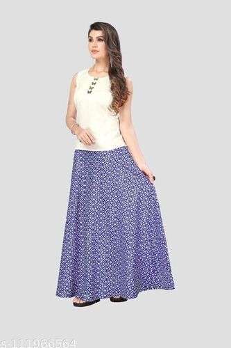 Blue Ladies Multi Color Wrap Skirt For Casual And Daily Wear