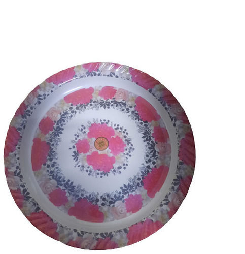 White And Pink Printed Pattern Long Durable Ceramic Plates For Eating Foods 