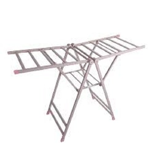 Silver 64 X 170 Cm Size Stainless Steel Material Cloth Drying Stand at