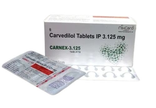 99 Percent Pure Oval Shaped Film Coated Carvedilol Tablets 3.125 Mg Acid Value: 15.0 %