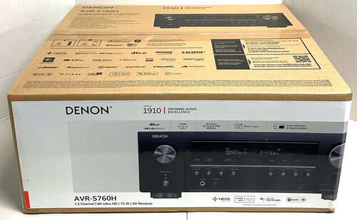 Denon AVR-S760H 7.2 Ch AV Receiver - 75W/Ch, 8K Upscaling, D-Atmos Height Virtualization, DTS Virtual:X & More, Wireless Streaming,