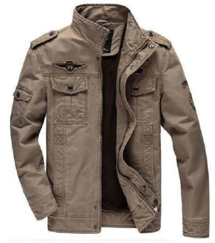 Brown Double Pocket Full Sleeve Denim Mens Jacket