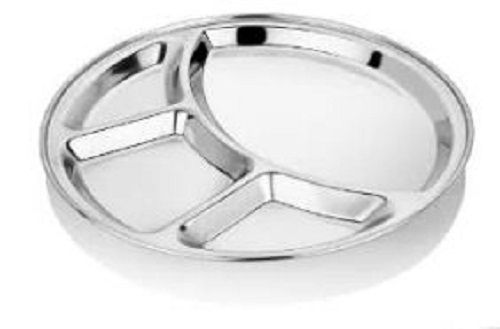 Silver 4 Compartment 400 Gram Weight Stainless Steel Lunch & Dinner Plate