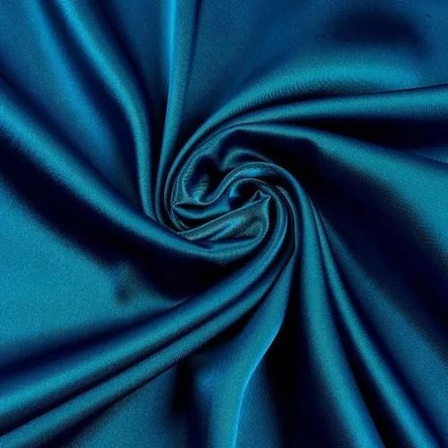 Blue Durable And Stretchable Anti Wrinkle Plain Lycra Satin Fabric For Garments