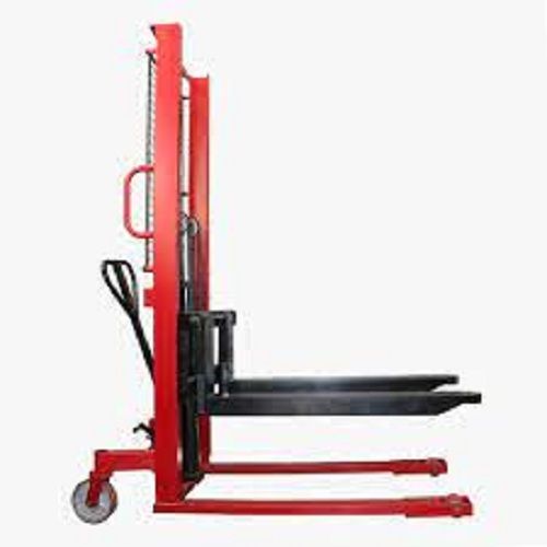 Black And Orange Medium Sized Semi Electric Stacker For Moving Or Lowering Loads 