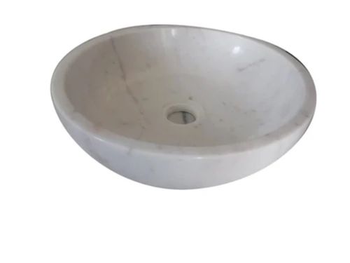 White Wall Mounted One Piece Marble Polished Round Wash Basin