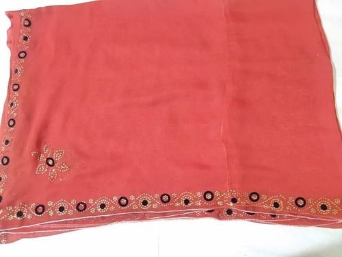 Pink 120 Cm Embroidered Traditional Odhani Cotton Dupatta 