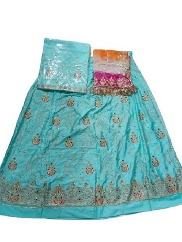 Green Dry Cleaning Embroidered Silk Traditional Lehenga Choli