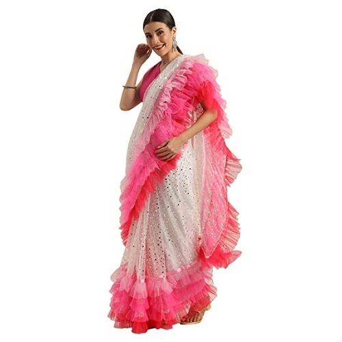 Silk Multi Color Brocade Fabric Ladies Synthetic Sarees With Blouse Piece 